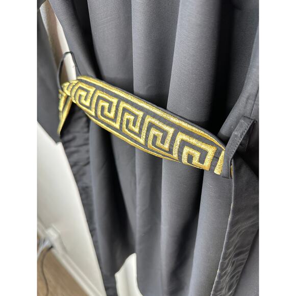 Versace Belted Gold Embroidered Black Wool Blend Kimono Jacket M - Picture 11 of 14